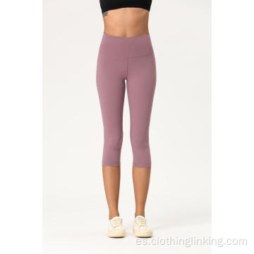 Pantalones de yoga de cintura alta de 3/4 de longitud